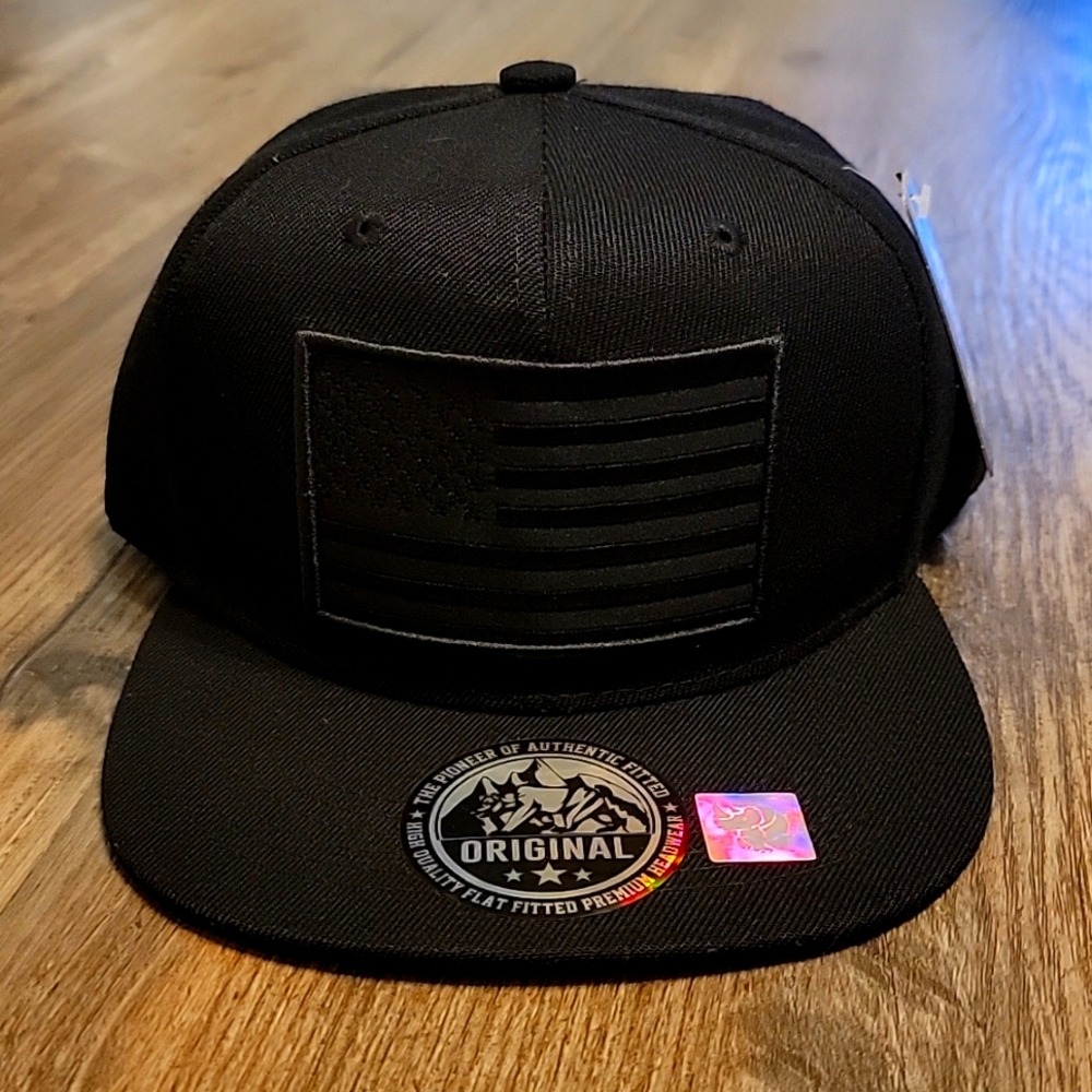 Black on Black American Flag Patch Baseball Hat